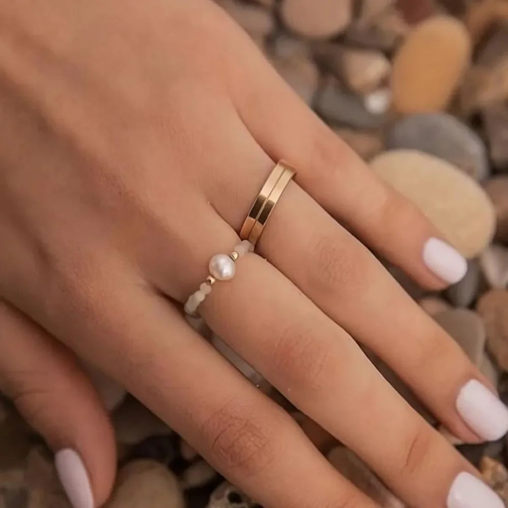 14K Gold Flat Cigar Band 5MM Ring Minimalist Stacking Wedding Band Dainty Lux
